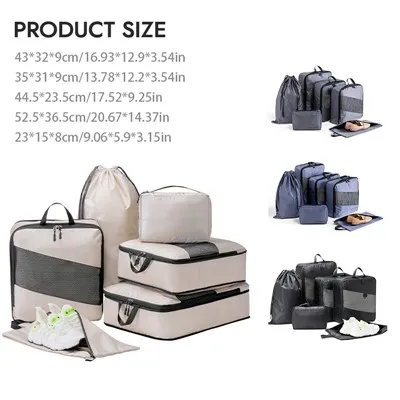 Bagagem de viagem com 6 conjuntos de cubos de embalagem de compressão