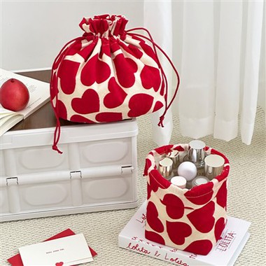 Bolsa de cosméticos portátil de cordão feminina